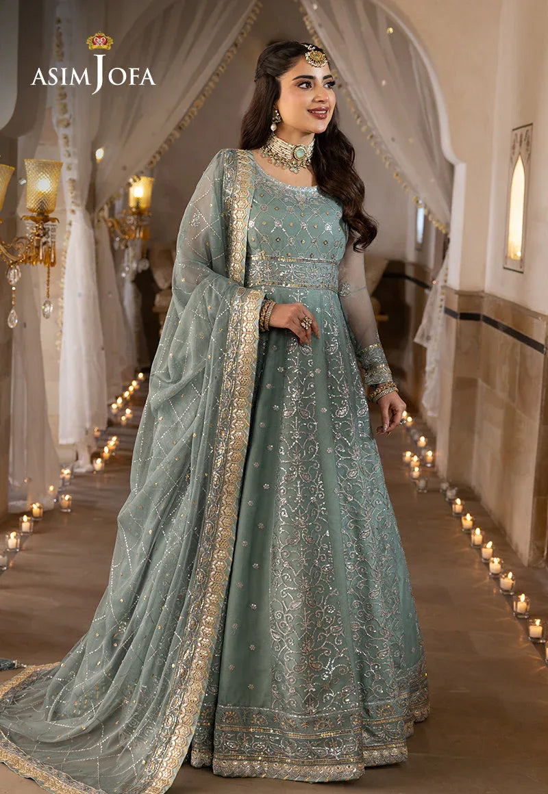 Shehnai by Asim Jofa Embroidered Chiffon 3Pc Suit AJSH-14 - Rang-e-Khaas
