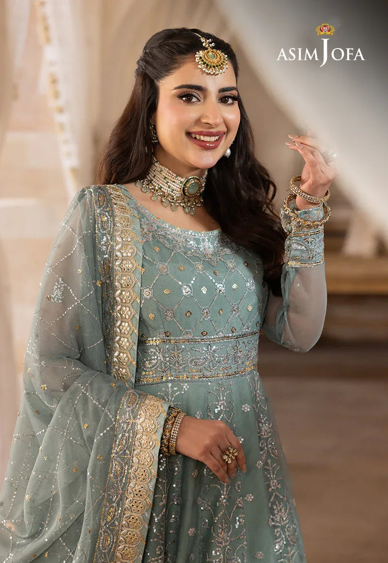 Shehnai by Asim Jofa Embroidered Chiffon 3Pc Suit AJSH-14 - Rang-e-Khaas