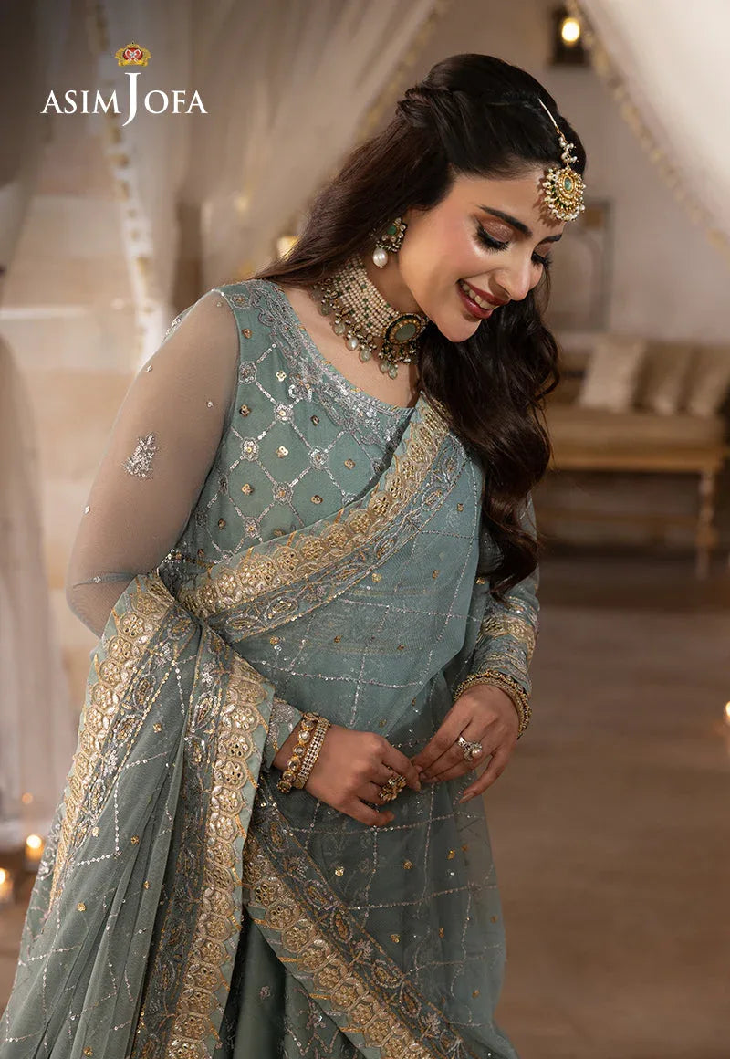 Shehnai by Asim Jofa Embroidered Chiffon 3Pc Suit AJSH-14 - Rang-e-Khaas