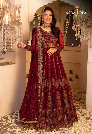 Shehnai by Asim Jofa Embroidered Chiffon 3Pc Suit AJSH-16 - Rang-e-Khaas