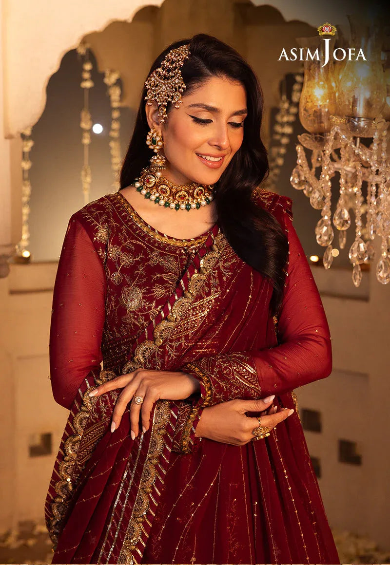 Shehnai by Asim Jofa Embroidered Chiffon 3Pc Suit AJSH-16 - Rang-e-Khaas