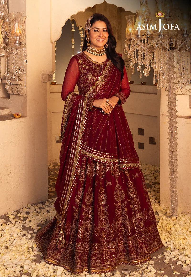 Shehnai by Asim Jofa Embroidered Chiffon 3Pc Suit AJSH-16 - Rang-e-Khaas