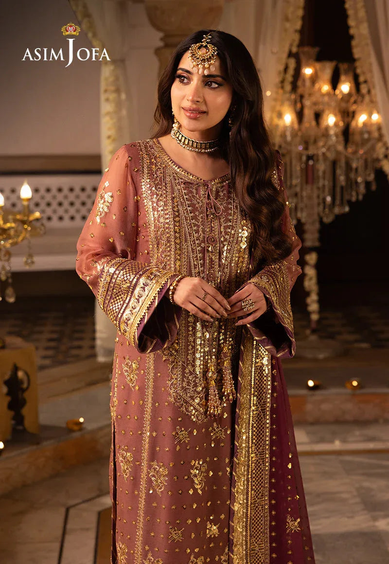 Shehnai by Asim Jofa Embroidered Chiffon 3Pc Suit AJSH-17 - Rang-e-Khaas