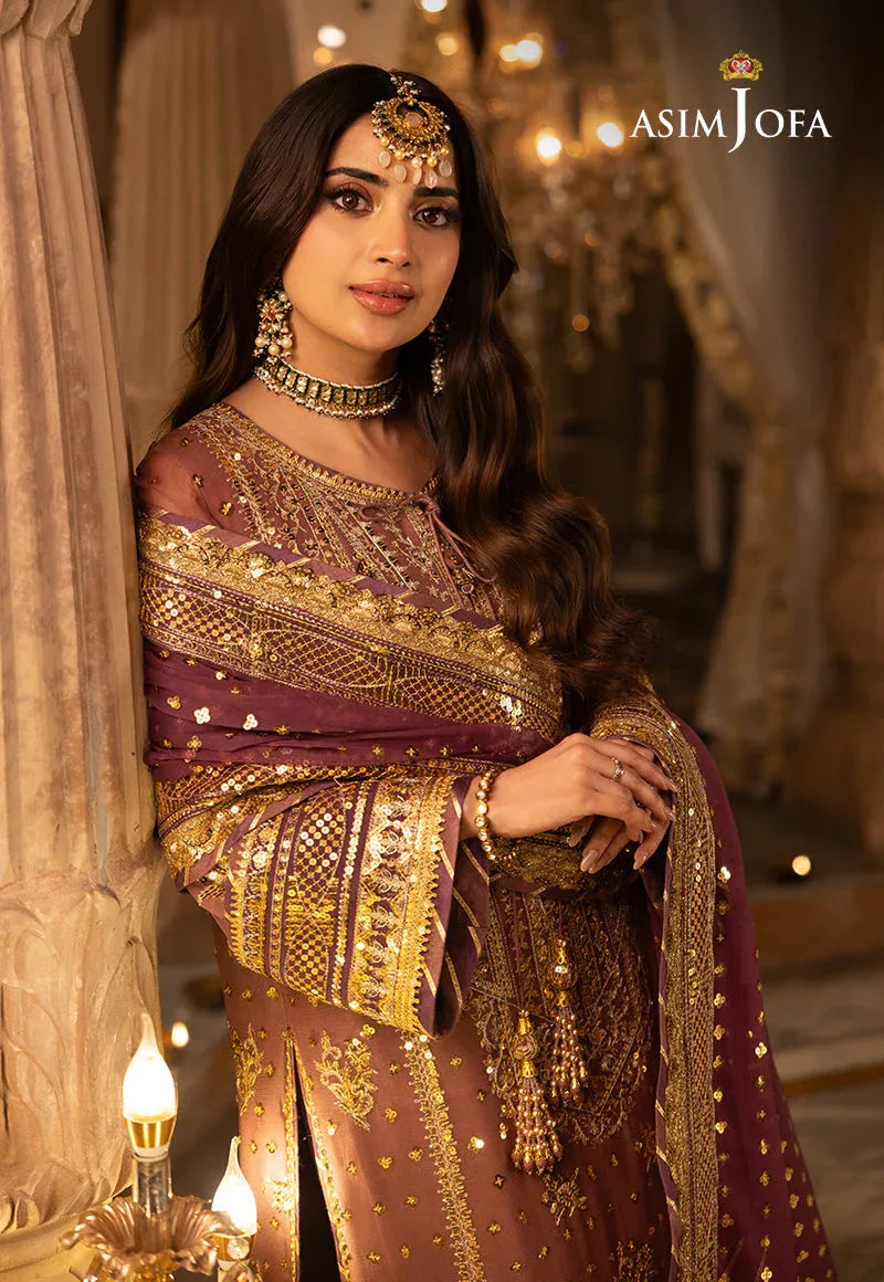 Shehnai by Asim Jofa Embroidered Chiffon 3Pc Suit AJSH-17 - Rang-e-Khaas