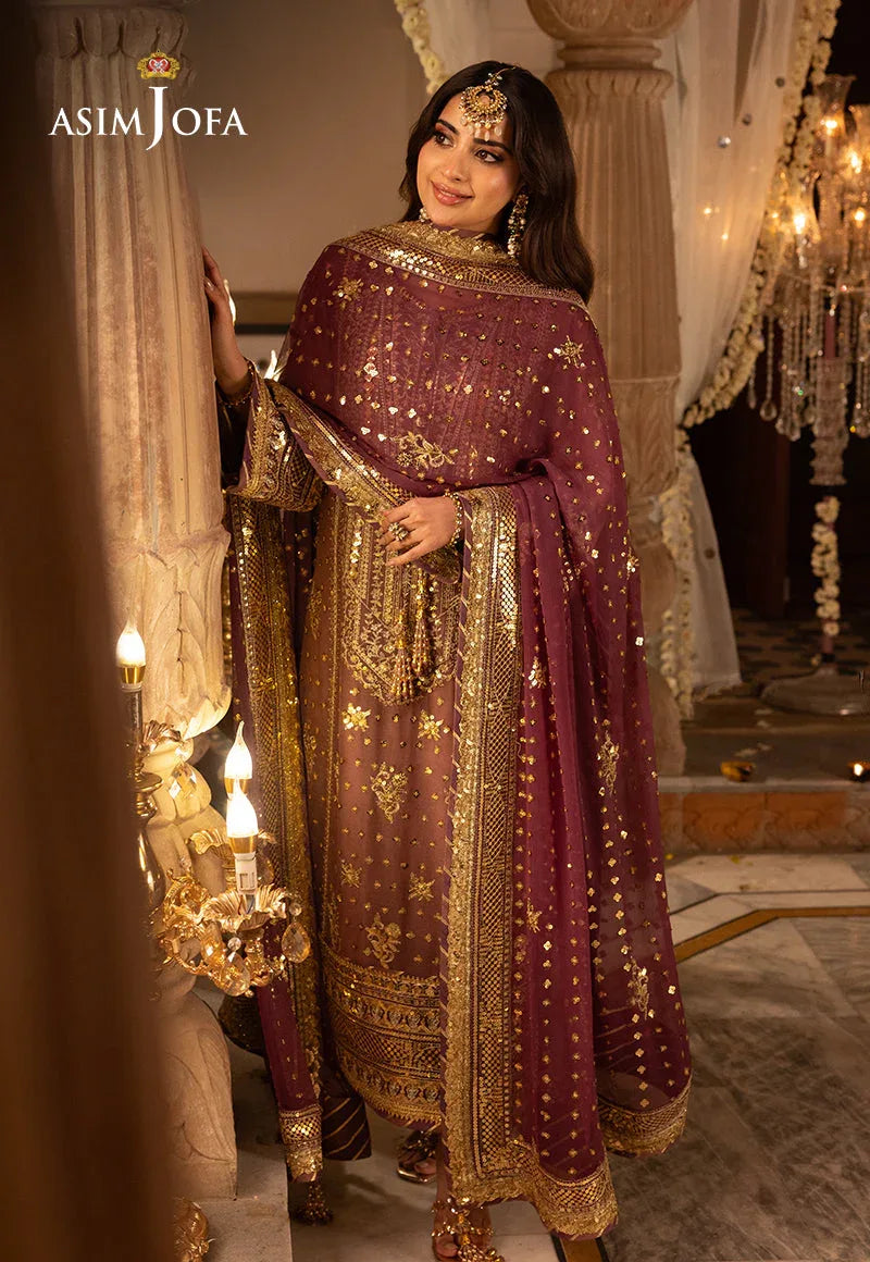 Shehnai by Asim Jofa Embroidered Chiffon 3Pc Suit AJSH-17 - Rang-e-Khaas