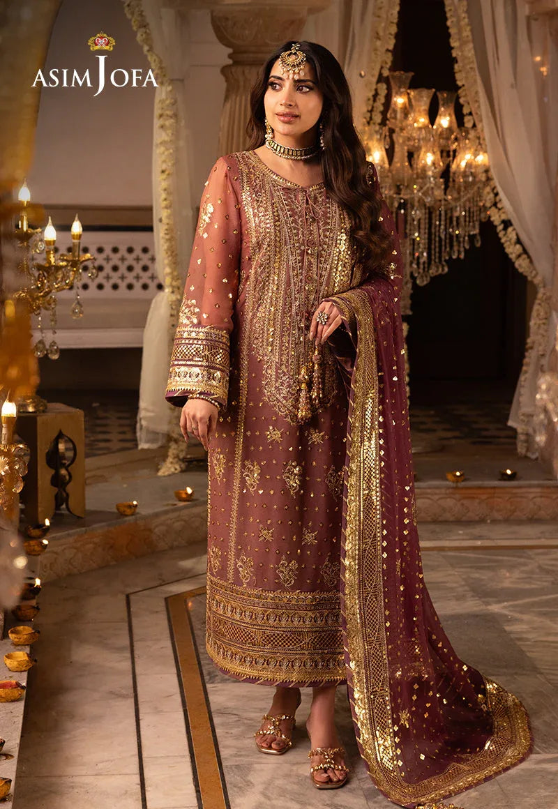 Shehnai by Asim Jofa Embroidered Chiffon 3Pc Suit AJSH-17 - Rang-e-Khaas