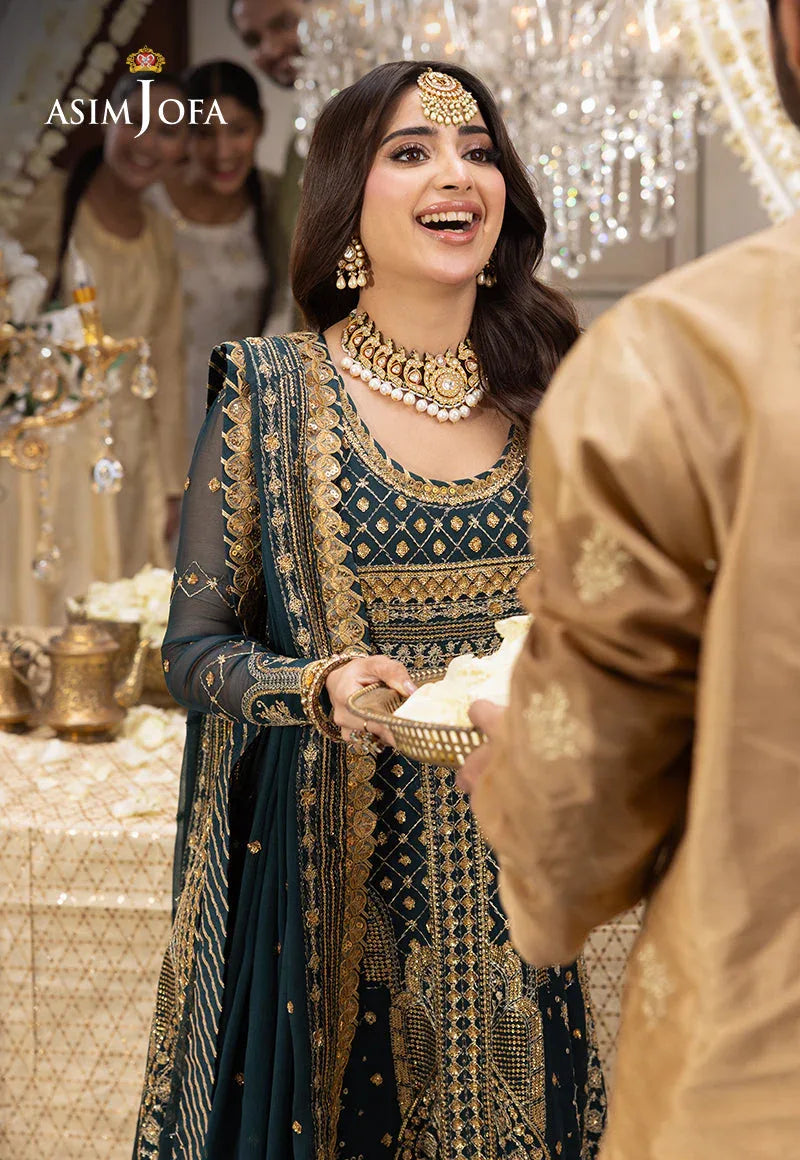 Shehnai by Asim Jofa Embroidered Chiffon 3Pc Suit AJSH-18 - Rang-e-Khaas