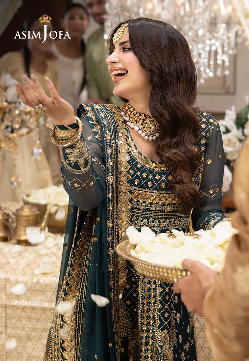 Shehnai by Asim Jofa Embroidered Chiffon 3Pc Suit AJSH-18 - Rang-e-Khaas