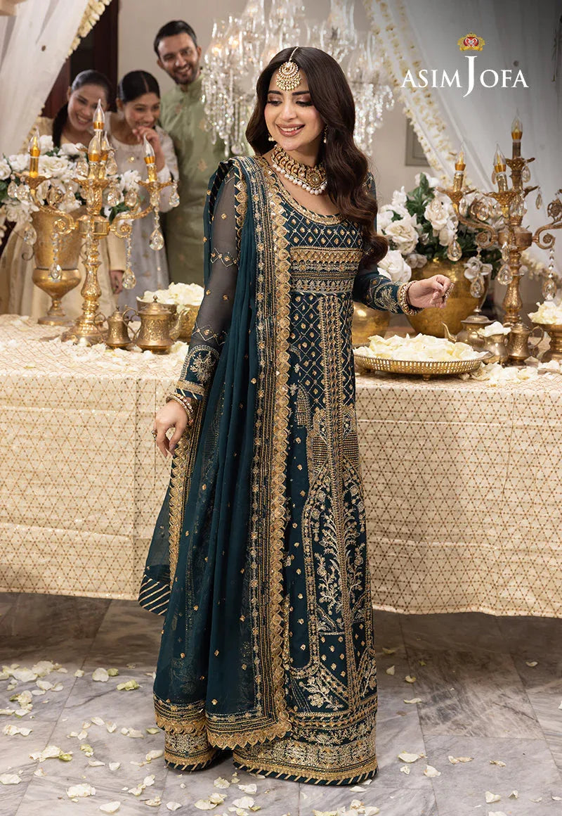 Shehnai by Asim Jofa Embroidered Chiffon 3Pc Suit AJSH-18 - Rang-e-Khaas