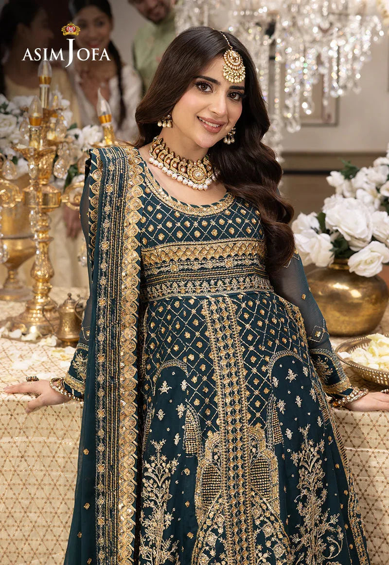 Shehnai by Asim Jofa Embroidered Chiffon 3Pc Suit AJSH-18 - Rang-e-Khaas