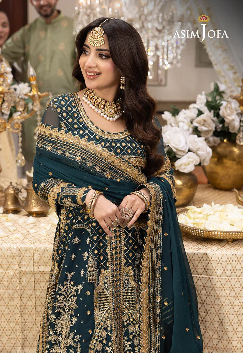Shehnai by Asim Jofa Embroidered Chiffon 3Pc Suit AJSH-18 - Rang-e-Khaas