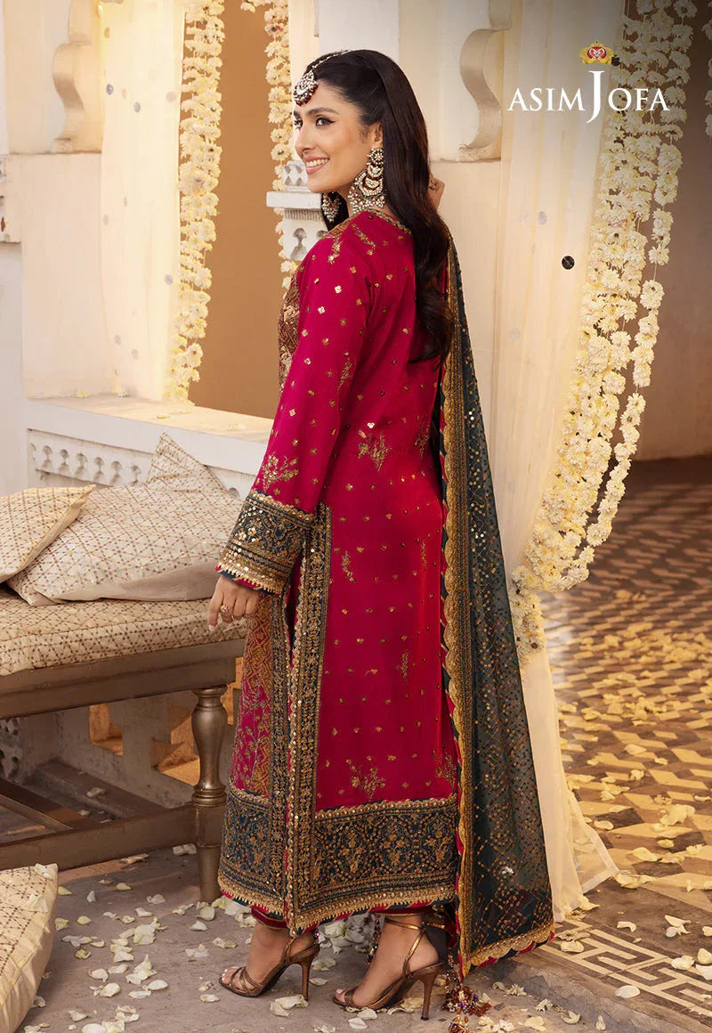 Shehnai by Asim Jofa Embroidered Chiffon 3Pc Suit AJSH-19 - Rang-e-Khaas