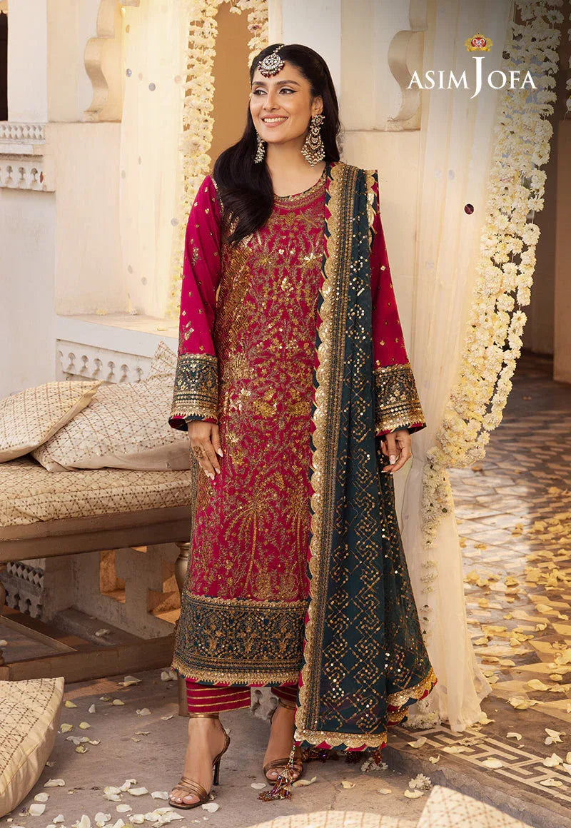 Shehnai by Asim Jofa Embroidered Chiffon 3Pc Suit AJSH-19 - Rang-e-Khaas
