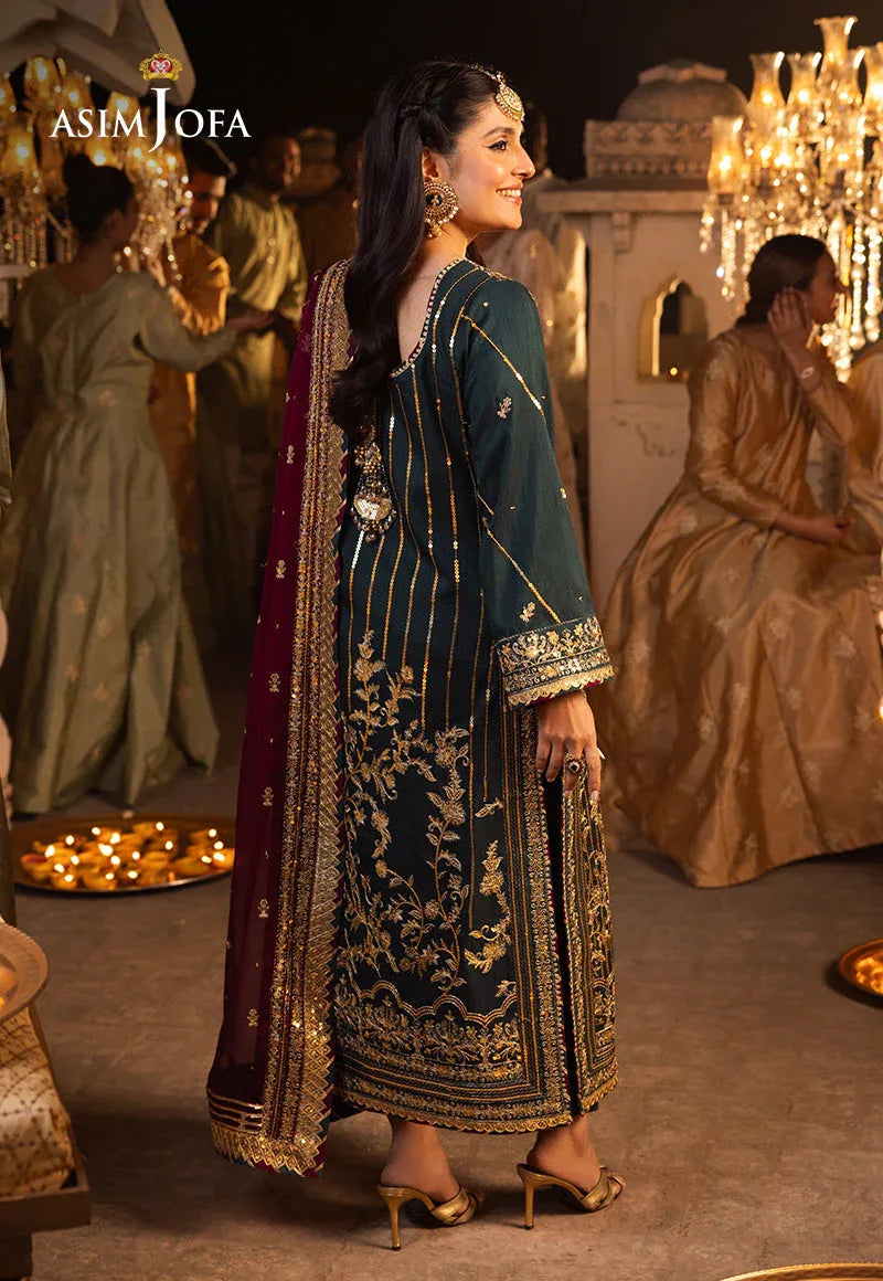 Shehnai by Asim Jofa Embroidered Chiffon 3Pc Suit AJSH-20 - Rang-e-Khaas