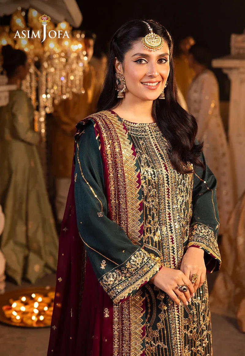 Shehnai by Asim Jofa Embroidered Chiffon 3Pc Suit AJSH-20 - Rang-e-Khaas