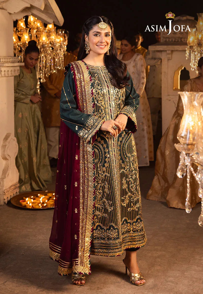 Shehnai by Asim Jofa Embroidered Chiffon 3Pc Suit AJSH-20 - Rang-e-Khaas