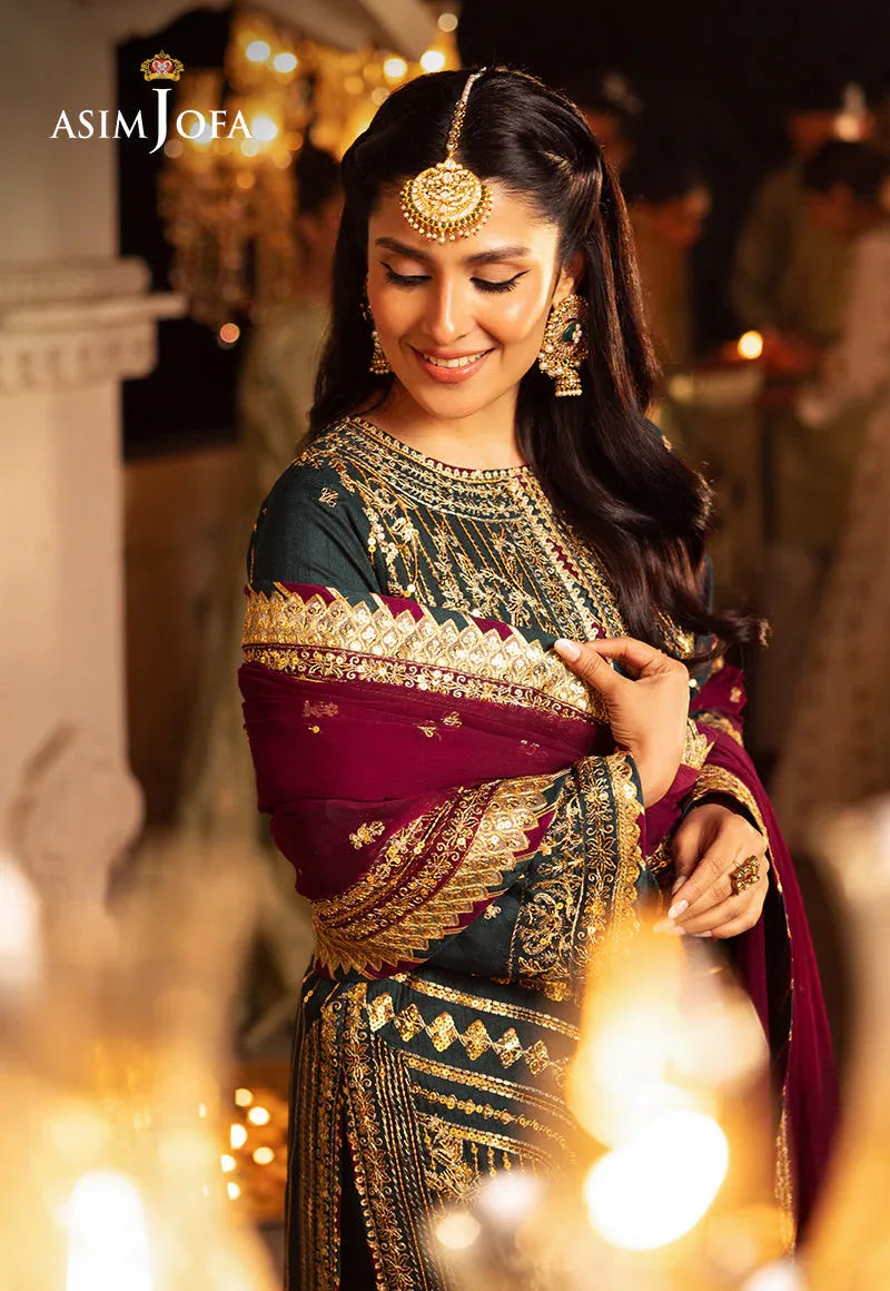 Shehnai by Asim Jofa Embroidered Chiffon 3Pc Suit AJSH-20 - Rang-e-Khaas