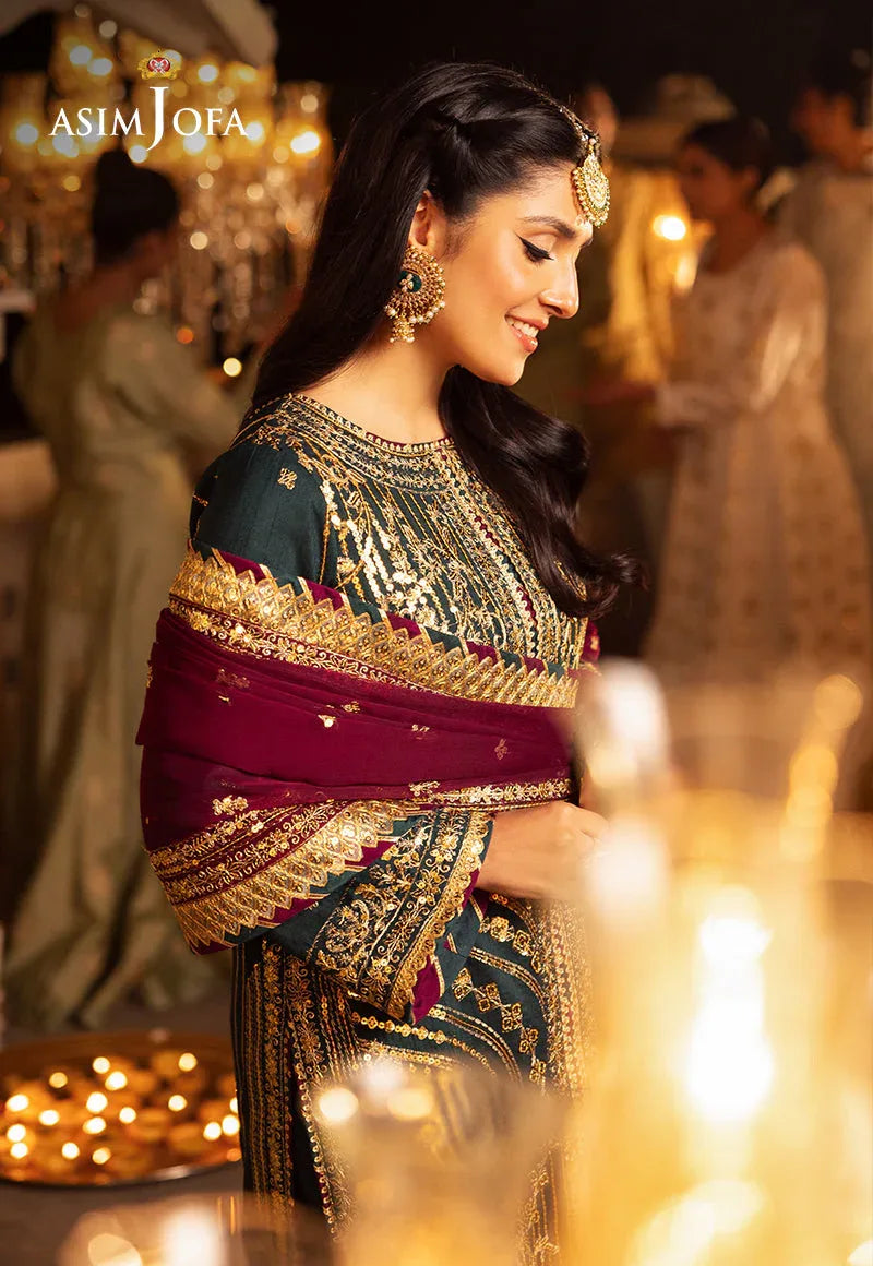 Shehnai by Asim Jofa Embroidered Chiffon 3Pc Suit AJSH-20 - Rang-e-Khaas