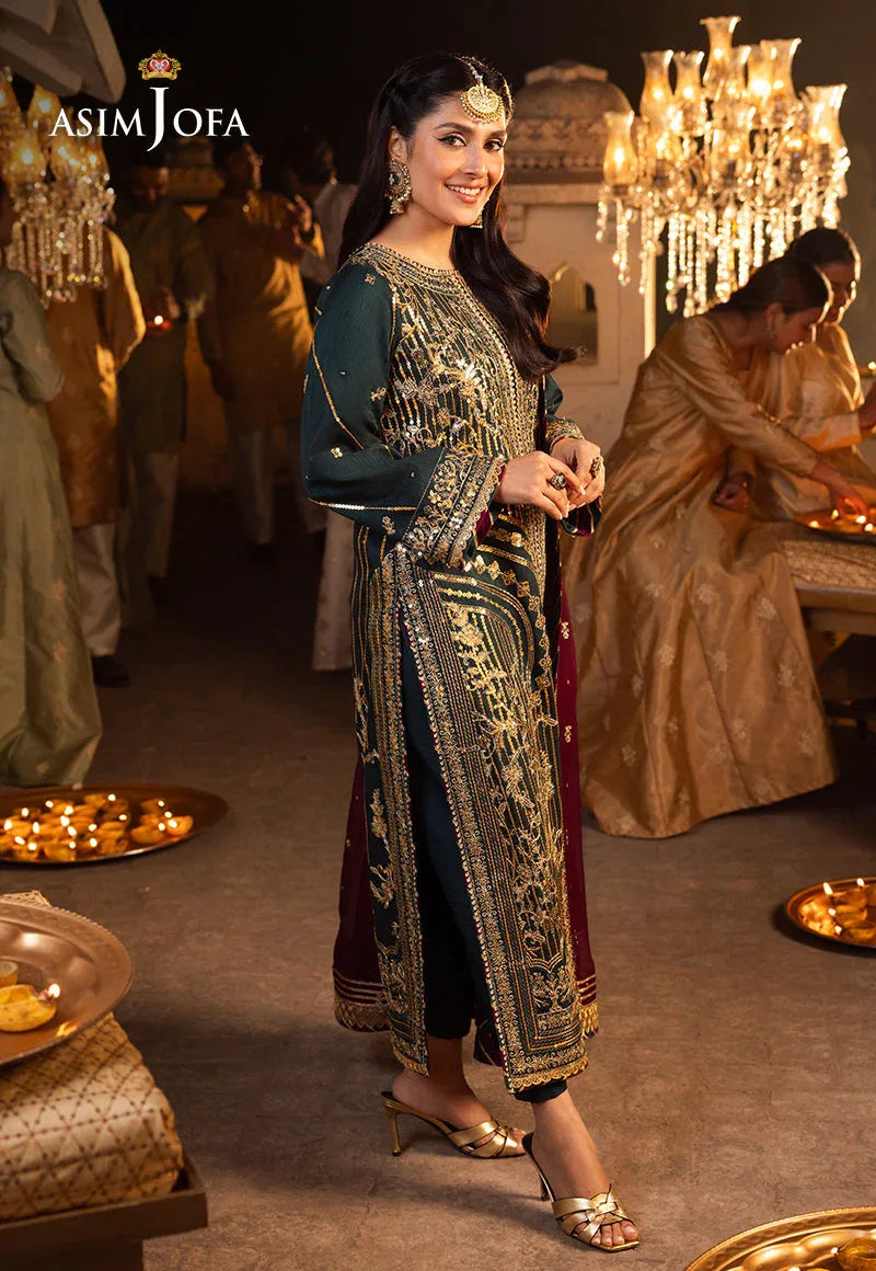Shehnai by Asim Jofa Embroidered Chiffon 3Pc Suit AJSH-20 - Rang-e-Khaas