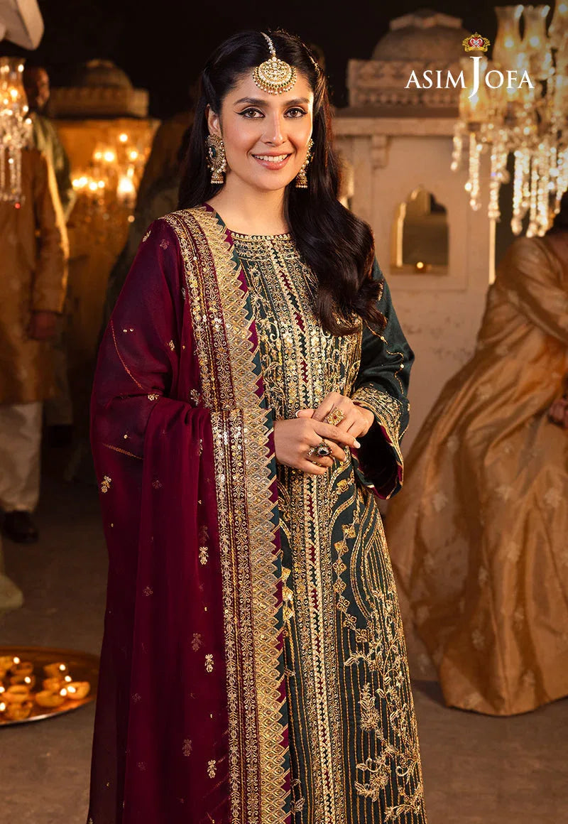 Shehnai by Asim Jofa Embroidered Chiffon 3Pc Suit AJSH-20 - Rang-e-Khaas