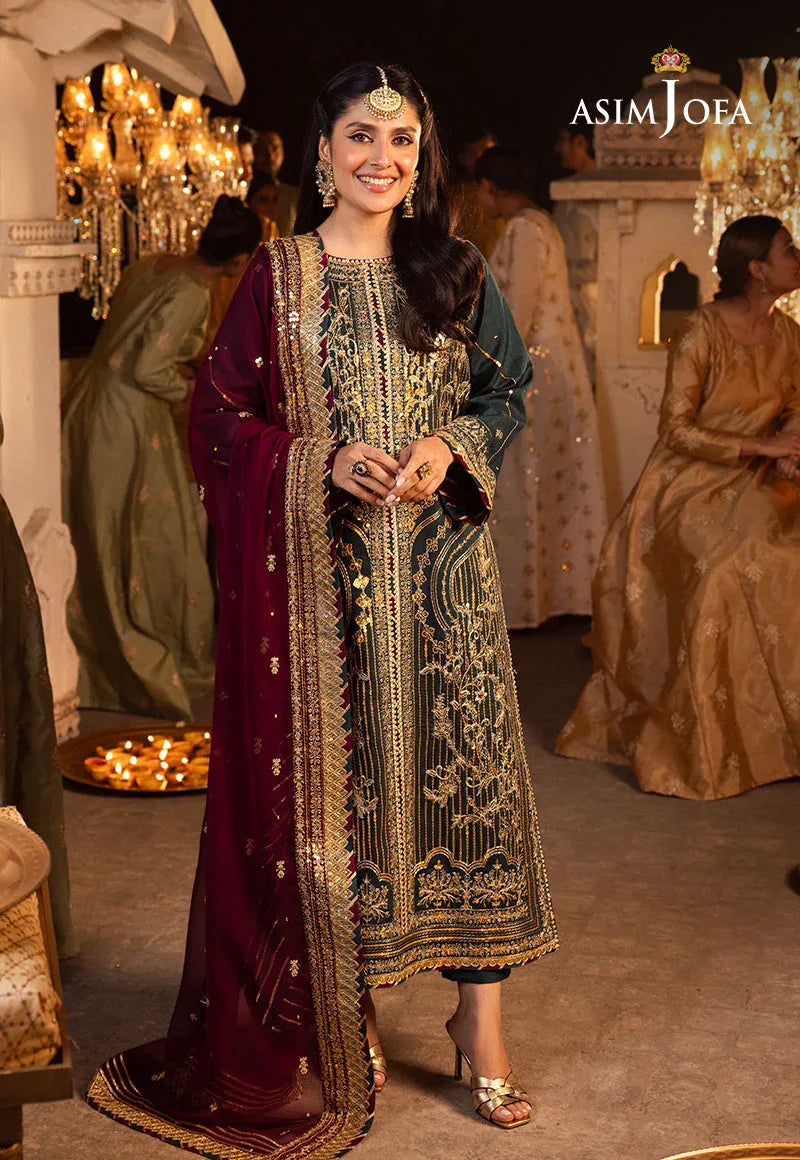 Shehnai by Asim Jofa Embroidered Chiffon 3Pc Suit AJSH-20 - Rang-e-Khaas
