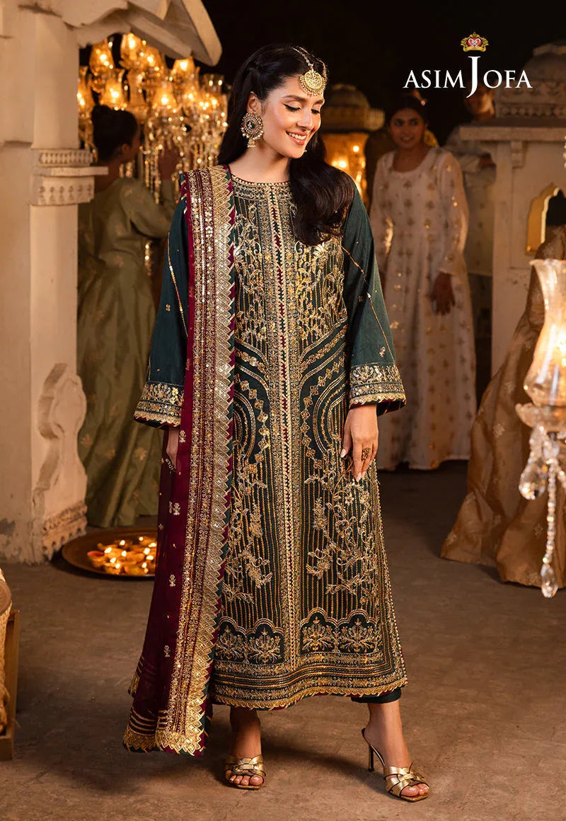 Shehnai by Asim Jofa Embroidered Chiffon 3Pc Suit AJSH-20 - Rang-e-Khaas
