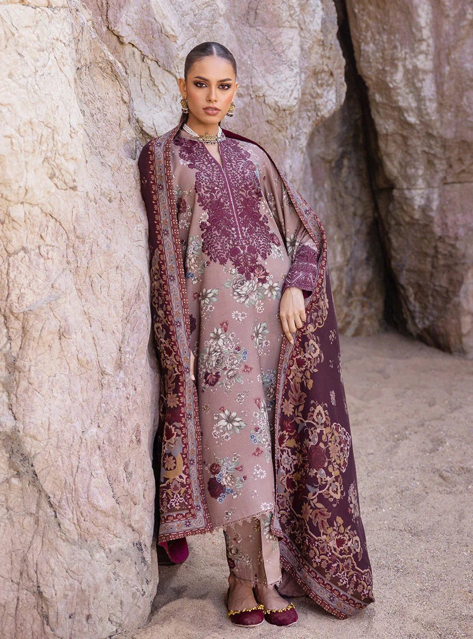 Zainab Chottani Embroidered Herringbone 3Pc Suit D-01 Aks