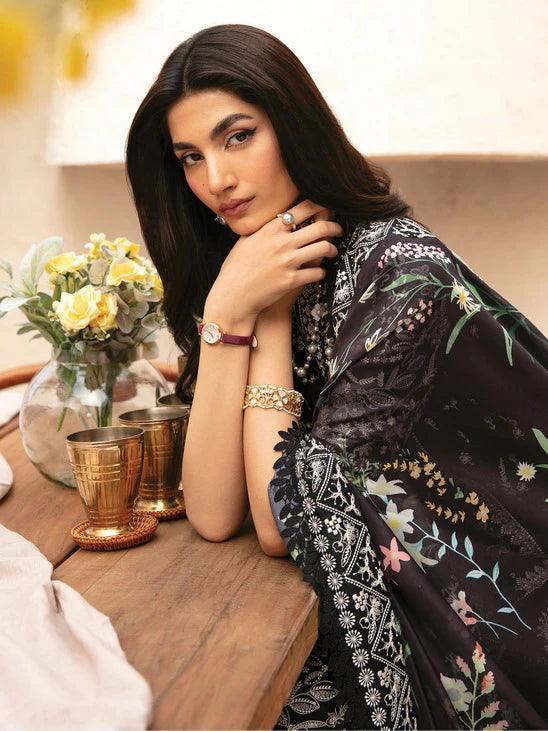 Afrozeh Cascade Embroidered Luxury Lawn Unstitched 3Pc Suit - Mila - Rang-e-Khaas
