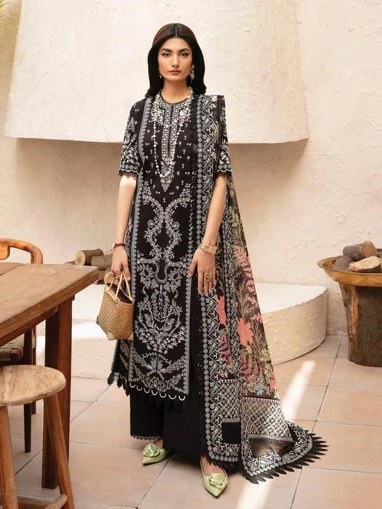Afrozeh Cascade Embroidered Luxury Lawn Unstitched 3Pc Suit - Mila - Rang-e-Khaas