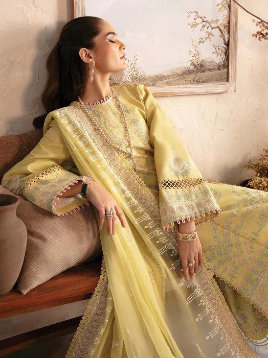 Afrozeh Cascade Embroidered Luxury Lawn 3Pc Suit - Liliana - Rang-e-Khaas