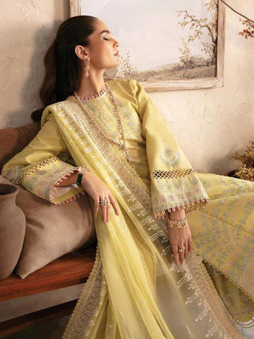 Afrozeh Cascade Embroidered Luxury Lawn 3Pc Suit - Liliana - Rang-e-Khaas
