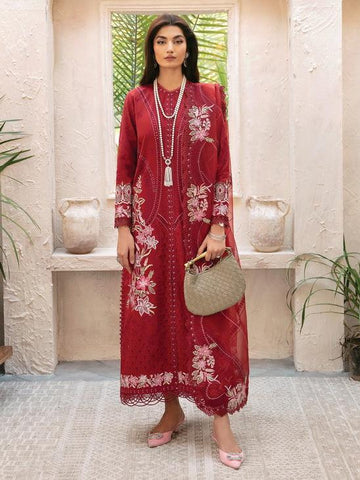 Afrozeh Cascade Embroidered Luxury Lawn 3Pc Suit - Emery - Rang-e-Khaas