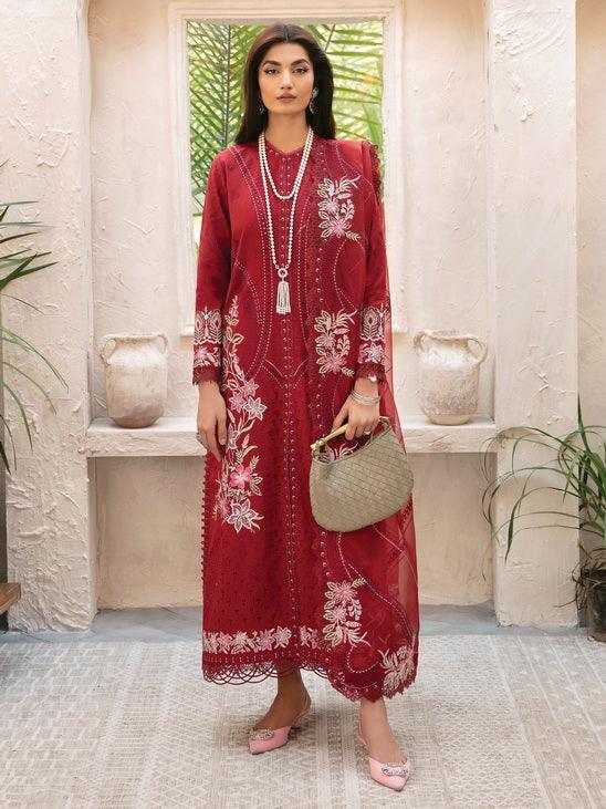 Afrozeh Cascade Embroidered Luxury Lawn 3Pc Suit - Emery - Rang-e-Khaas