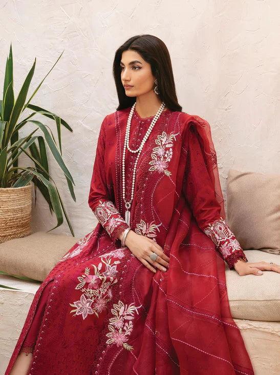 Afrozeh Cascade Embroidered Luxury Lawn 3Pc Suit - Emery - Rang-e-Khaas