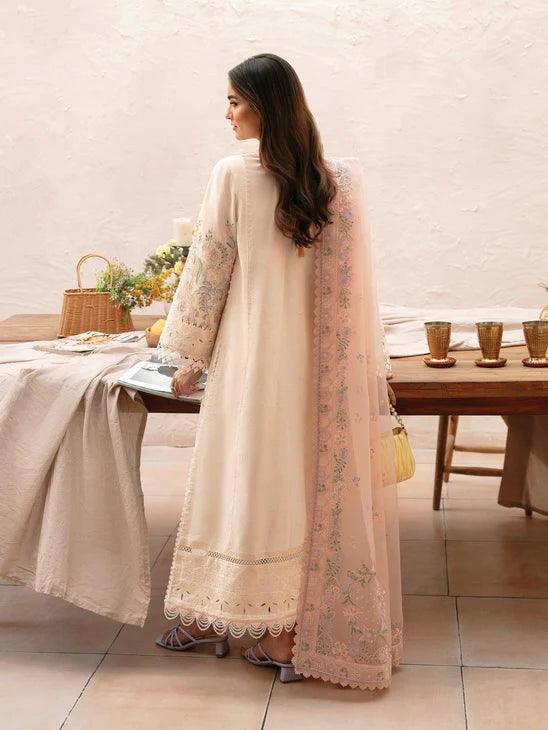 Afrozeh Cascade Embroidered Luxury Lawn 3Pc Suit - Luna - Rang-e-Khaas