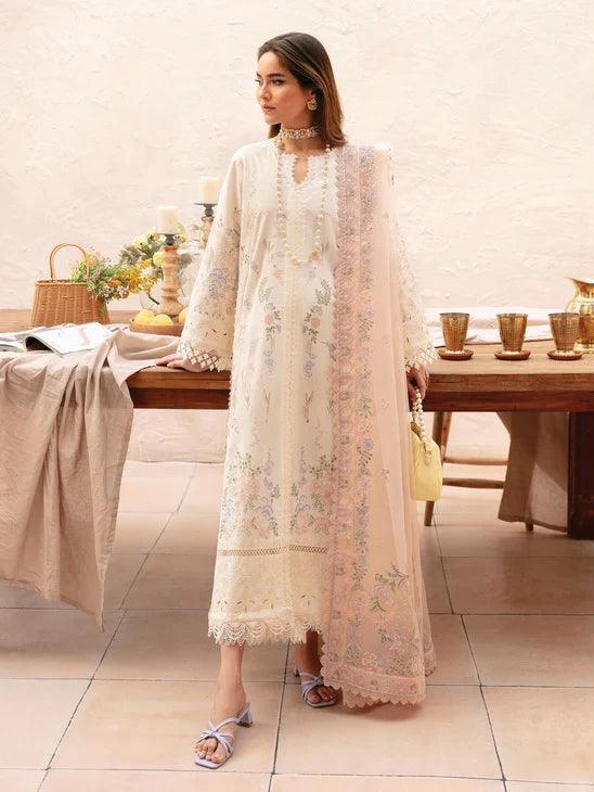 Afrozeh Cascade Embroidered Luxury Lawn 3Pc Suit - Luna - Rang-e-Khaas