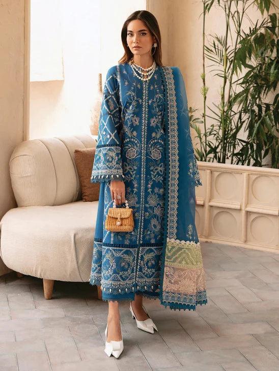 Afrozeh Cascade Embroidered Luxury Lawn 3Pc Suit - Amelia - Rang-e-Khaas