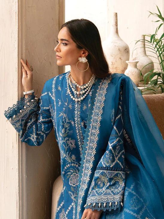 Afrozeh Cascade Embroidered Luxury Lawn 3Pc Suit - Amelia - Rang-e-Khaas