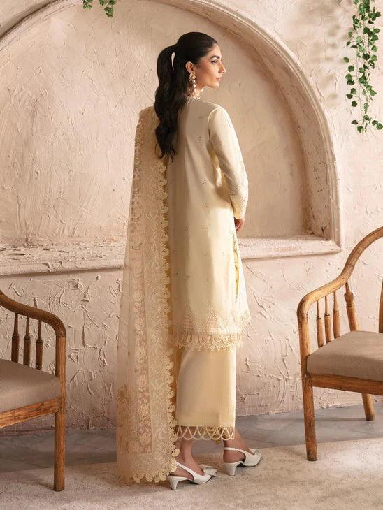 Afrozeh Cascade Embroidered Luxury Lawn 3Pc Suit - Claire - Rang-e-Khaas