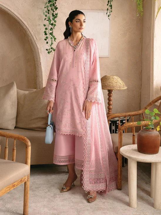 Afrozeh Cascade Embroidered Luxury Lawn 3Pc Suit - Ella - Rang-e-Khaas