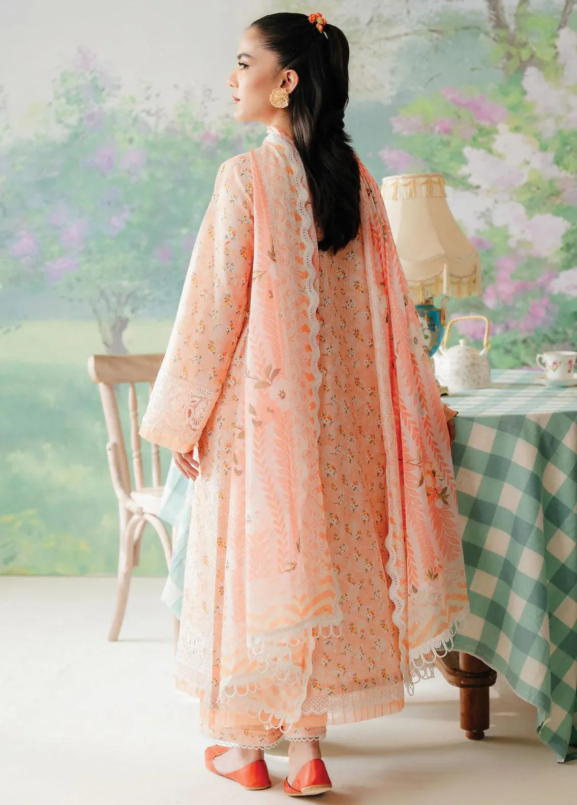 Afrozeh The Floral Charm Embroidered Lawn 3Pc Suit AL-24-V1-10 - Rang-e-Khaas