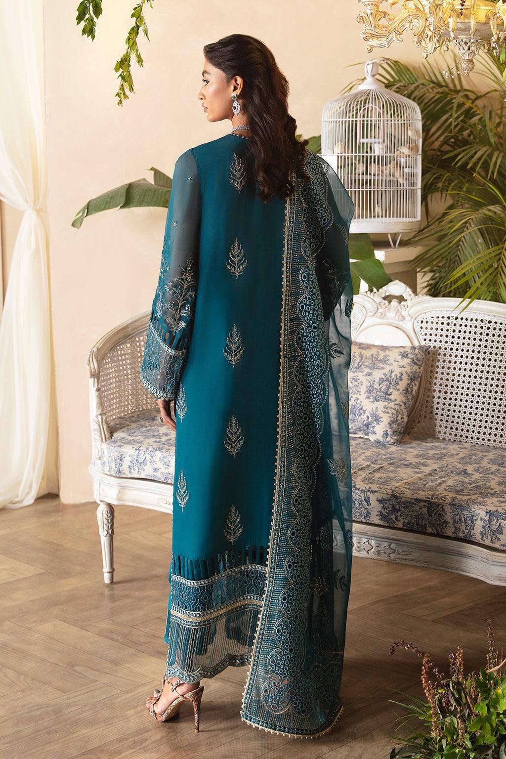 Afrozeh La Fuchsia Embroidered Chiffon 3Pc Suit ALF-03 Liana - Rang-e-Khaas