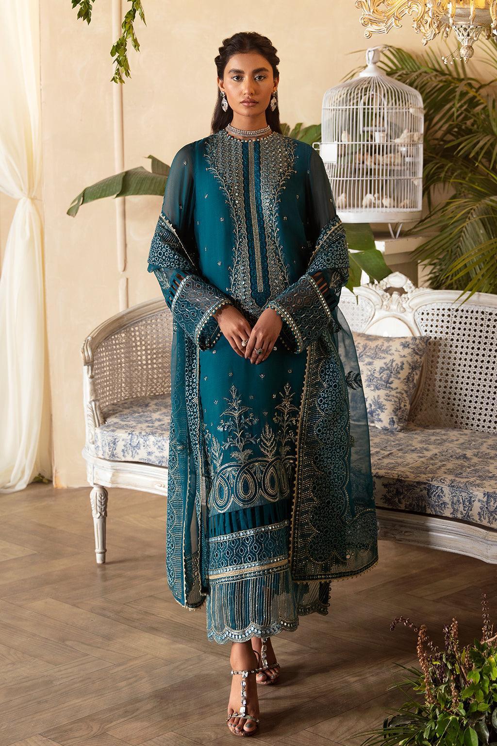 Afrozeh La Fuchsia Embroidered Chiffon 3Pc Suit ALF-03 Liana - Rang-e-Khaas
