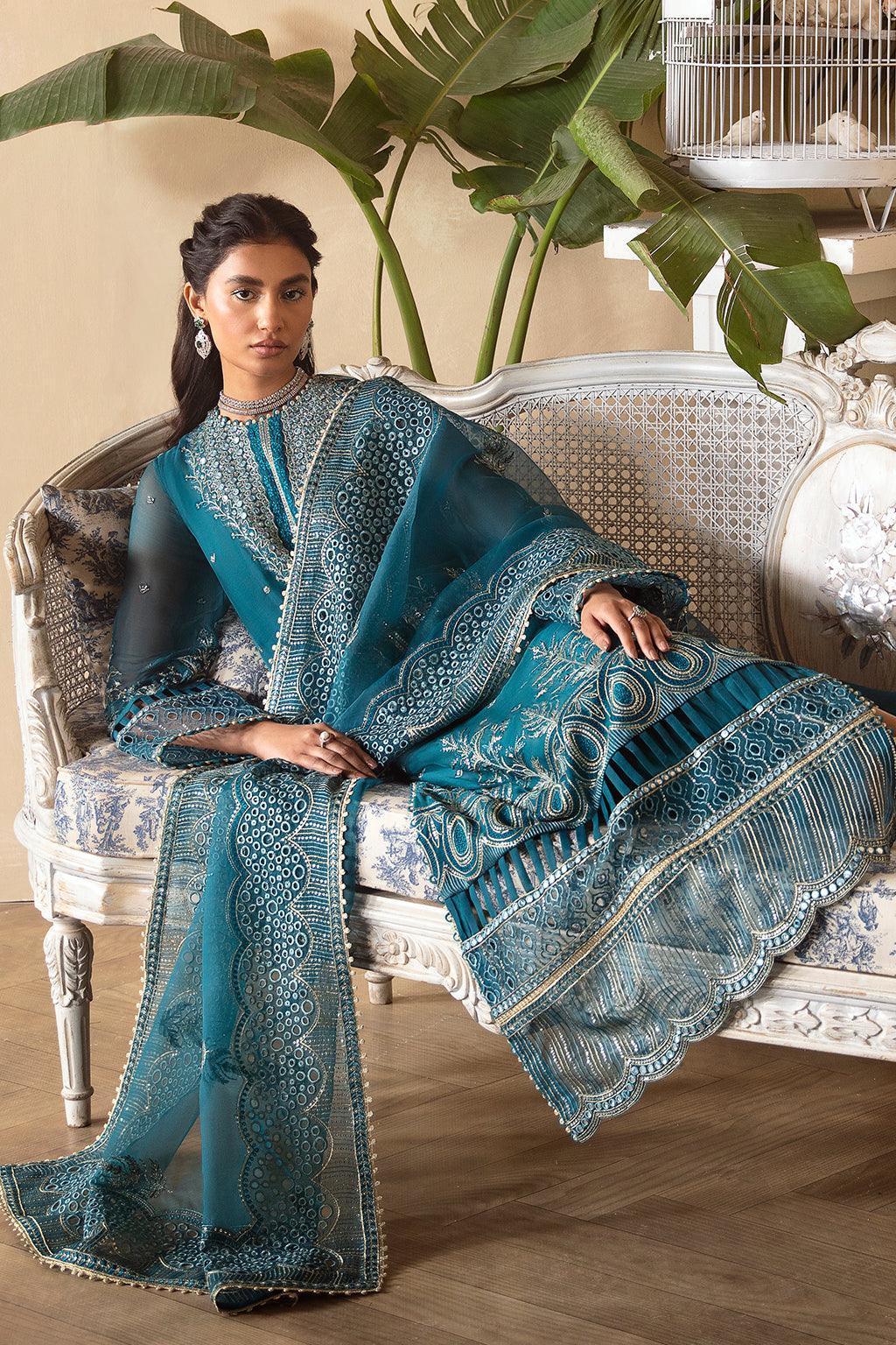 Afrozeh La Fuchsia Embroidered Chiffon 3Pc Suit ALF-03 Liana - Rang-e-Khaas