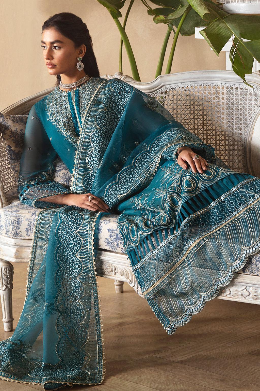 Afrozeh La Fuchsia Embroidered Chiffon 3Pc Suit ALF-03 Liana - Rang-e-Khaas