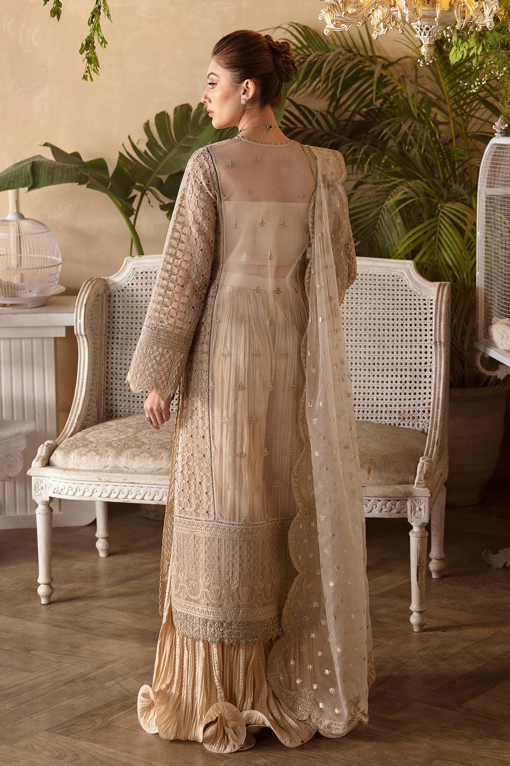 Afrozeh La Fuchsia Embroidered Organza 3Pc Suit ALF-05 Daisy - Rang-e-Khaas
