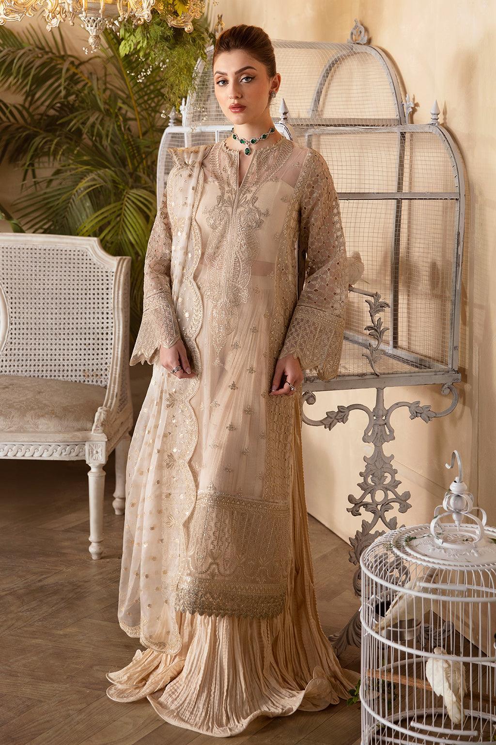 Afrozeh La Fuchsia Embroidered Organza 3Pc Suit ALF-05 Daisy - Rang-e-Khaas
