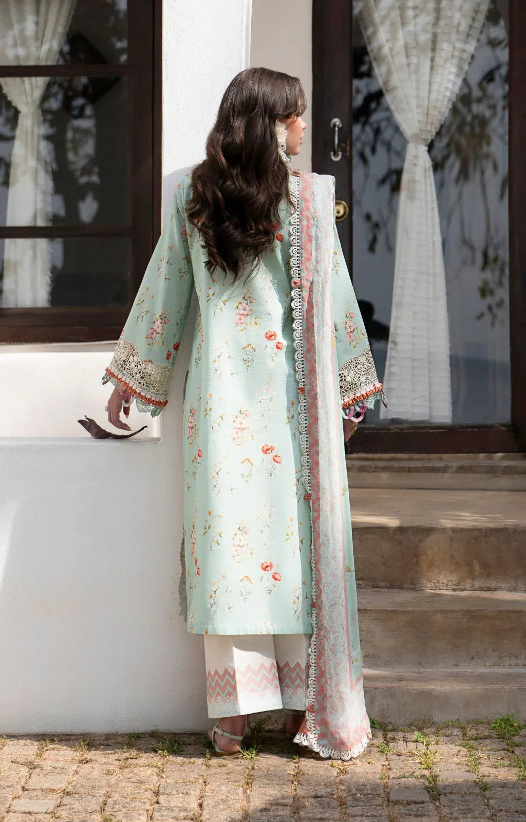 AJR Couture | Printakari Lawn 25 | Aqua - Rang-e-Khaas