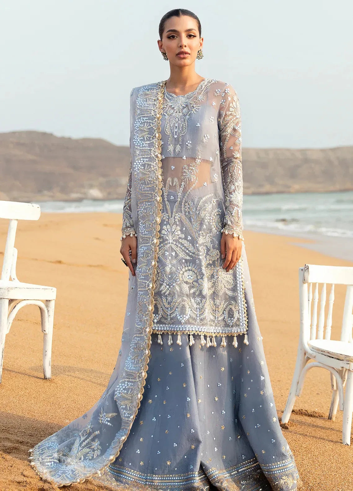 Dastangoi by Afrozeh Wedding Formals 3Pc Suit AWE-01 Nashmia - Rang-e-Khaas