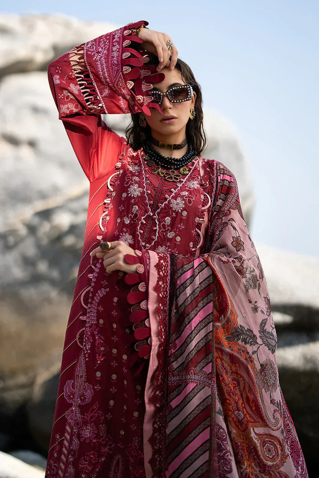 AJR Couture | Alif Signature Luxury Lawn 24 | Eleganza - Rang-e-Khaas